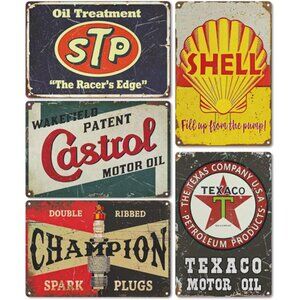 Vintage Garage Signs Room Decor 5PCS, PVC Made Garage Decor Signs for Men